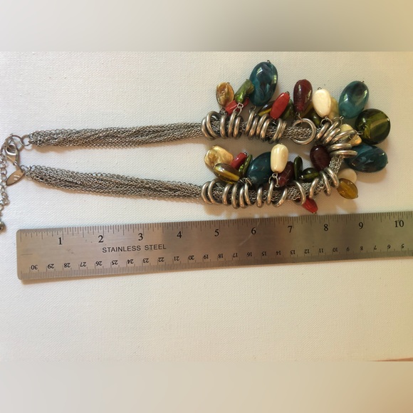 Chunky multi chain with colorful stones necklace NY - Picture 4 of 5